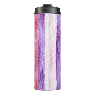 Girly Purple Blush Pink Red Stripes Christmas Thermal Tumbler