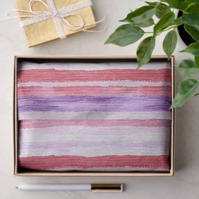 Girly Purple Blush Pink Red Stripes Christmas Tissue Paper (Gift)