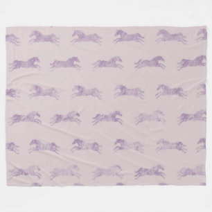 Girly Purple Classic Equestrian Horses Fleece Blanket