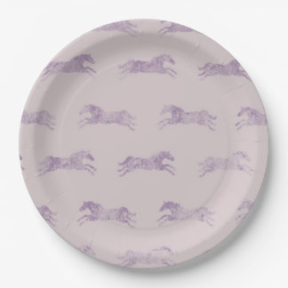 Girly Purple Classic Equestrian Horses Paper Plate