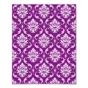 Girly Purple Damask Pattern Photo Print