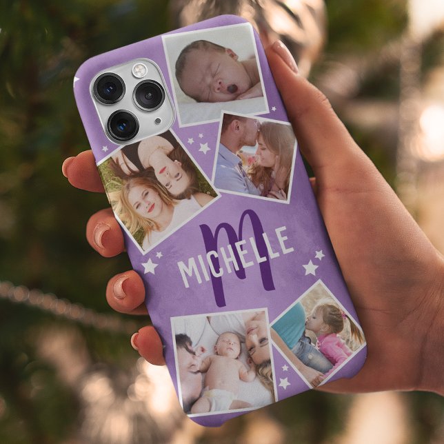 Girly Purple Family Photo Collage Case-Mate iPhone Case (Creator Uploaded)