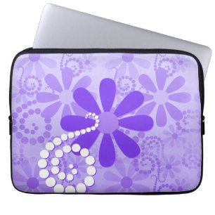 Girly Purple Floral Retro Flowers Laptop Sleeve