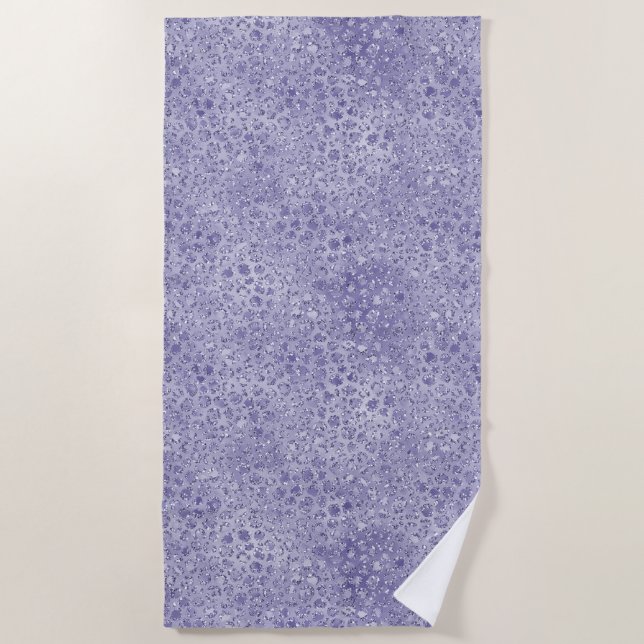 Girly Purple Glitter Glitz Leopard print Beach Towel (Front)