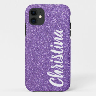 Girly Purple Glitter Name Personalised Case-Mate iPhone Case