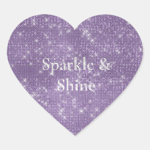 Girly Purple Glitzy Sparkle  Heart Sticker