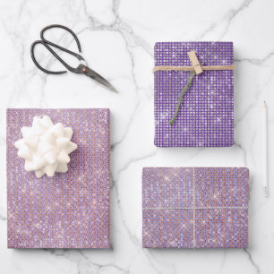 Girly Purple Glitzy Sparkle  Wrapping Paper Sheet