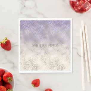Girly Purple Gold Ombre Leopard Print Napkin