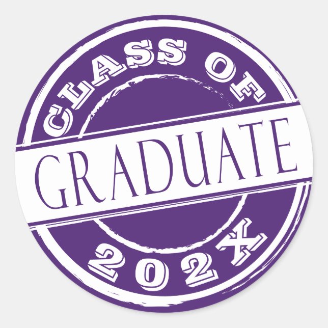 Girly Purple Graduate  Classic Round Sticker (Front)