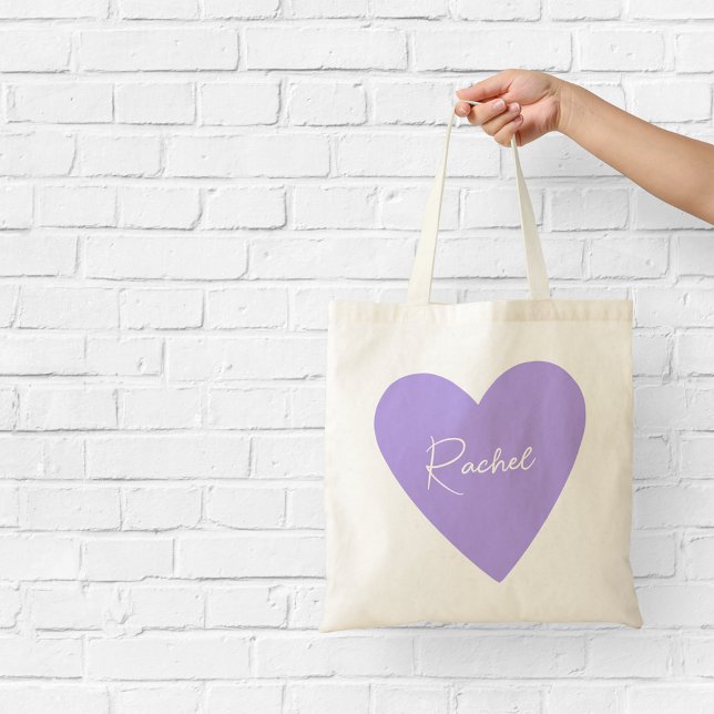 Girly Purple Heart Tote with Name Bag (Creator Uploaded)