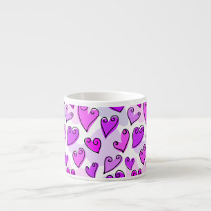 Girly Purple Hearts Cute Romantic Valentines Day  Espresso Cup