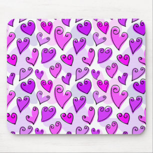 Girly Purple Hearts Cute Romantic Valentines Day  Mouse Pad