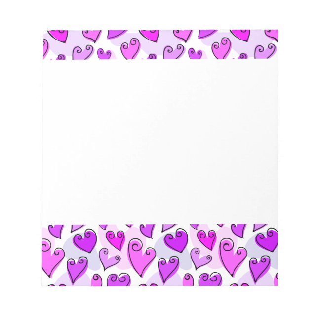 Girly Purple Hearts Cute Romantic Valentines Day  Notepad (Front)