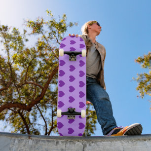 Girly Purple Hearts Pattern Skateboard