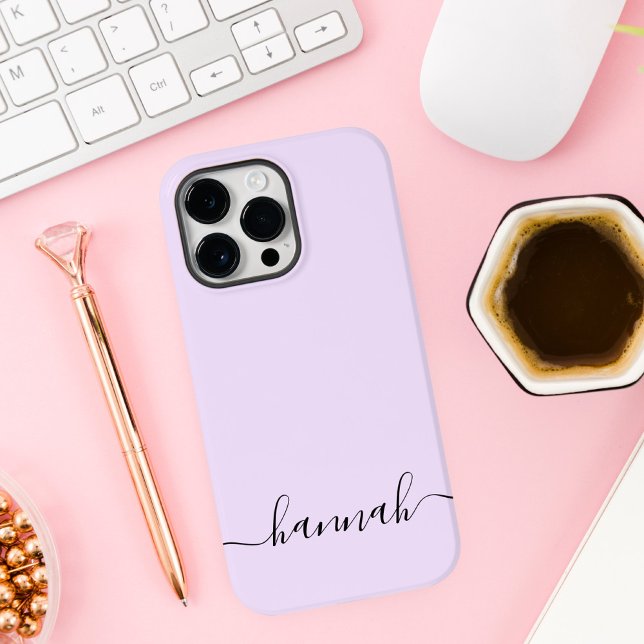 Girly Purple Monogram Modern Script Personalised Case-Mate iPhone Case (Creator Uploaded)