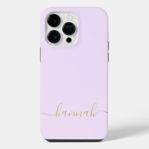 Girly Purple Monogram Modern Script Personalised iPhone 14 Pro Max Case