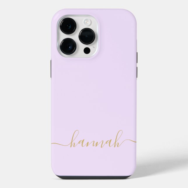 Girly Purple Monogram Modern Script Personalised iPhone Case (Back)