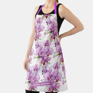 Girly Purple Orchid Floral  Apron
