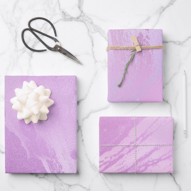 Girly Purple Pink Abstract Wrapping Paper Sheet (Front)