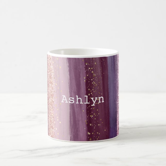 Girly Purple Pink Glitzy Glitter Coffee Mug (Center)