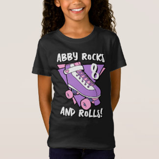 Girly Purple Roller Skate Name 8th Birthday T-Shirt