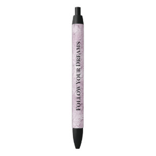Girly Purple Silver Swirls Black Ink Pen