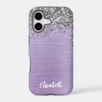 Girly Purple Sparkle Glitter Monogram Name