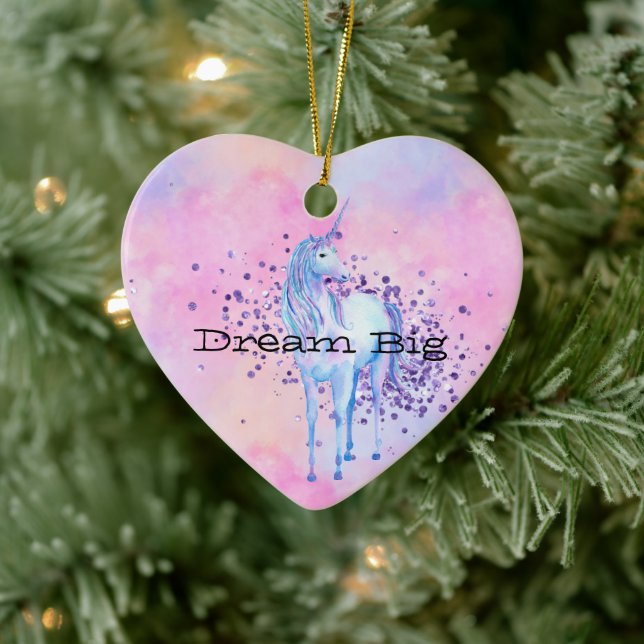 Girly Purple Sparkle Unicorn Ceramic Tree Decoration (Tree)