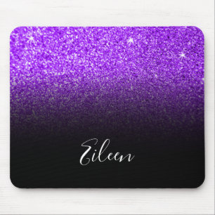 Girly Purple Sparkly Faux Glitter Black Ombre Mouse Pad
