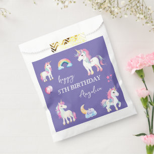 Girly Purple Unicorn Birthday Favour Bags