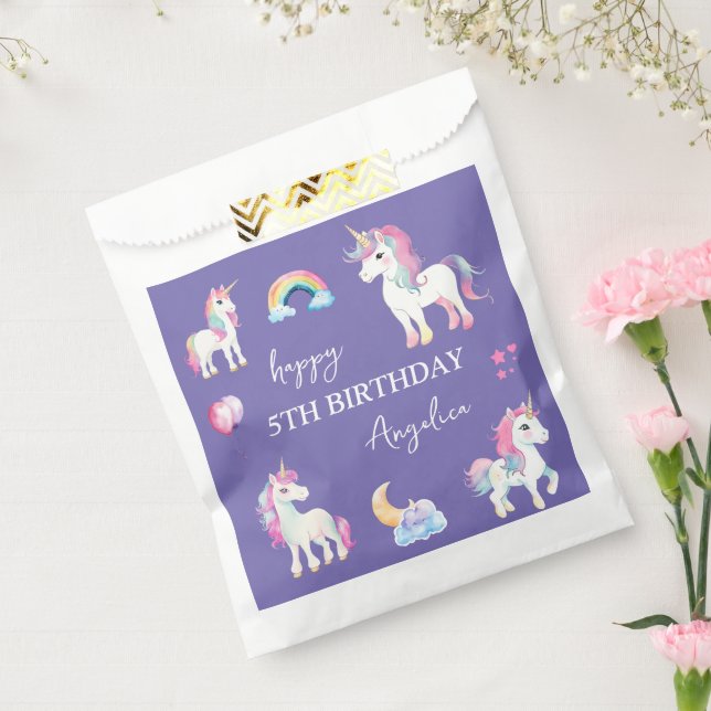 Girly Purple Unicorn Birthday Favour Bags (Sealed)