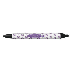 girly purple white custom name volleyballs pattern black ink pen