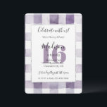 Girly Purple White Plaid Stripes 16th Birthday Invitation<br><div class="desc">Girly Purple White Plaid Stripes Birthday Age</div>