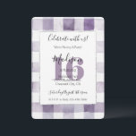 Girly Purple White Plaid Stripes 16th Birthday Invitation<br><div class="desc">Girly Purple White Plaid Stripes Birthday Age</div>