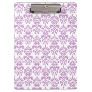 Girly Purple White Vintage Damask Pattern 2 Clipboard
