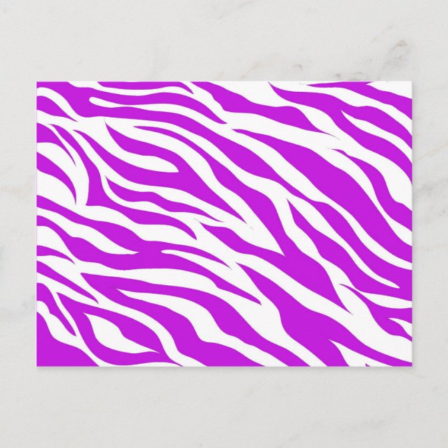 Girly Purple White Zebra Stripes Wild Animal Print Postcard (Front)