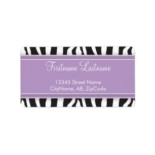 Girly Purple Zebra Print Address Label
