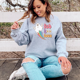 Girly Rainbow Ghost Fab-Boo-Lous Halloween Sweatshirt