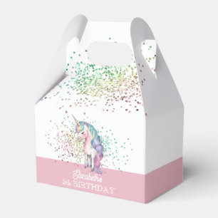 Girly Rainbow Glitter Magical Unicorn Birthday Favour Box