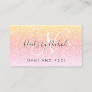 Girly Rainbow Glitter Mani Pedi Nail Studio Business Card