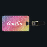 Girly Rainbow Glitter Monogram Name Luggage Tag<br><div class="desc">Add a splash of colour to your luggage tag. Personalise with your name, monogram, initial or text. You can change text colour and font style using the customise it further option. The glitter design details are simulated in the artwork. No actual glitter will be used in the making of this...</div>
