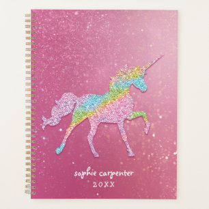 Girly Rainbow Glitter Unicorn Planner