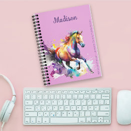 Girly Rainbow Horse Purple Custom Name Planner
