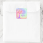 Girly Rainbow Sparkles Monogram Name  Square Sticker (Bag)