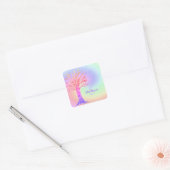 Girly Rainbow Sparkles Monogram Name  Square Sticker (Envelope)