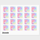Girly Rainbow Sparkles Monogram Name  Square Sticker (Sheet)