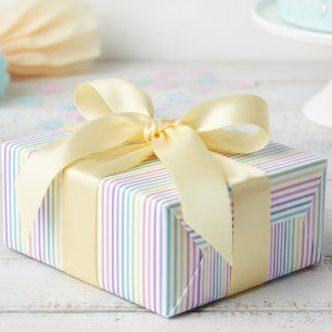 Girly Rainbow Stripes Wrapping Paper