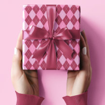 Girly Raspberry and Pink Small Argyle Pattern