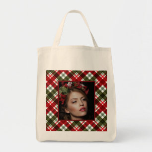 Girly Red and Blue Photo Collage Rustic Tote Bag