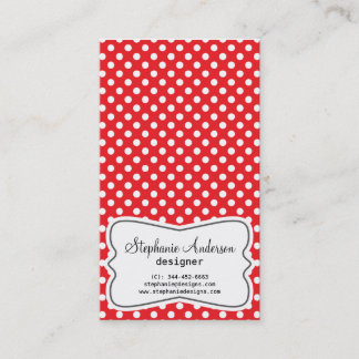 Girly Red and White Polka Dots Business Card